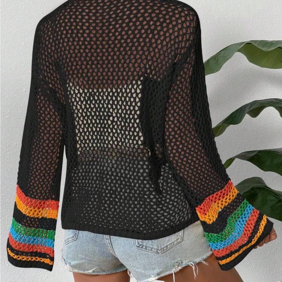 Colorful Crochet Open-Front Cardigan - Picture 2 of 6